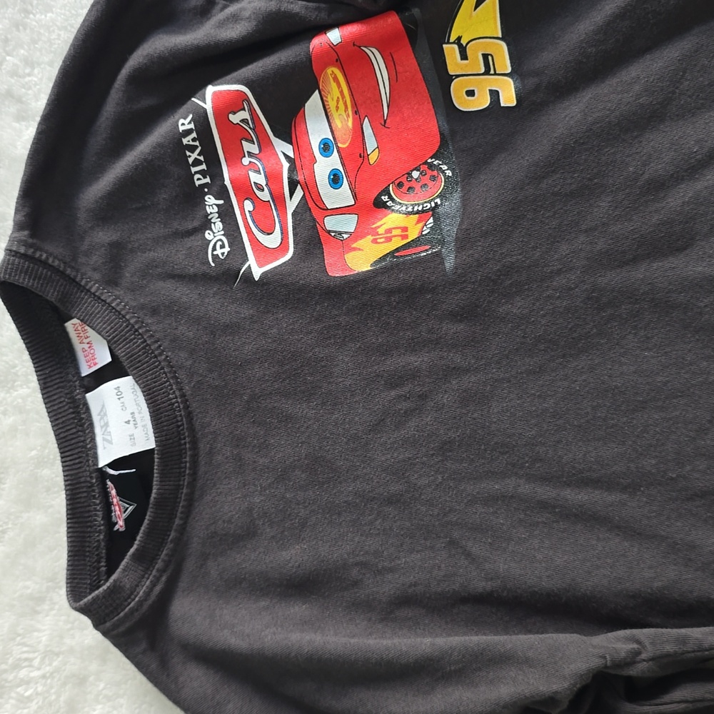 Zara Kids Long Sleeve Tee - Black with Cars Lightning Mcqueen Design - Picture 6 of 13